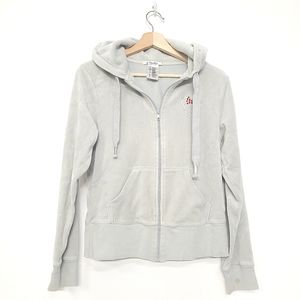 Disney Parks Authentic Light Gray Womens Medium Minnie Mouse HoodieZip  Sequin